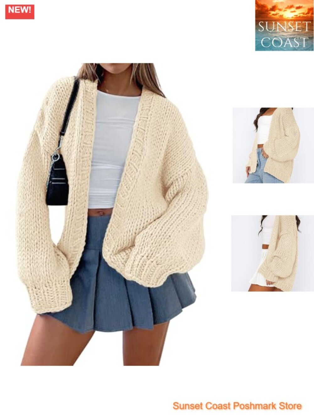 Womens Open Front Chunky Knit Cardigan Sweater Long Sleeve Fall Layering